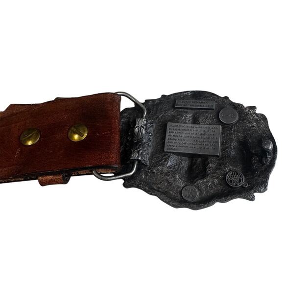 Vintage 1987 Bergamot “Live to Ride – Ride to Live” Belt Buckle + Leather Belt - Picture 5 of 8
